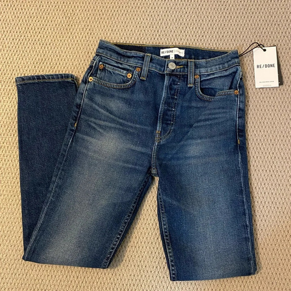 NWT RE/DONE size 90’s high rise size 24 midnight blue. 27” inseam ankle crop - Picture 1 of 8
